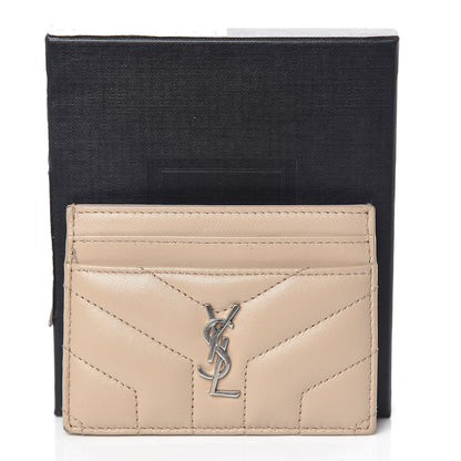 Saint Laurent Calfskin Y Quilted Monogram LouLou Credit Card Case Nude Powder 13 of 13