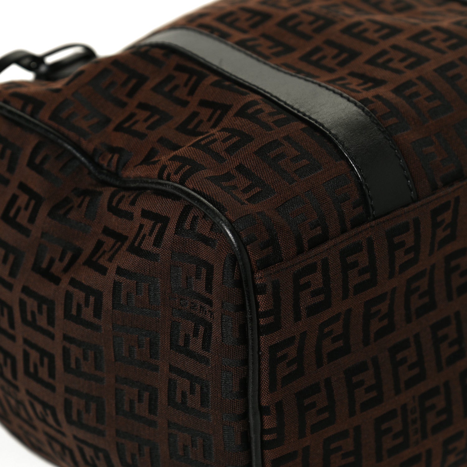 Fendi Zucchino Canvas Small Forever Boston Brown Black 10 of 12