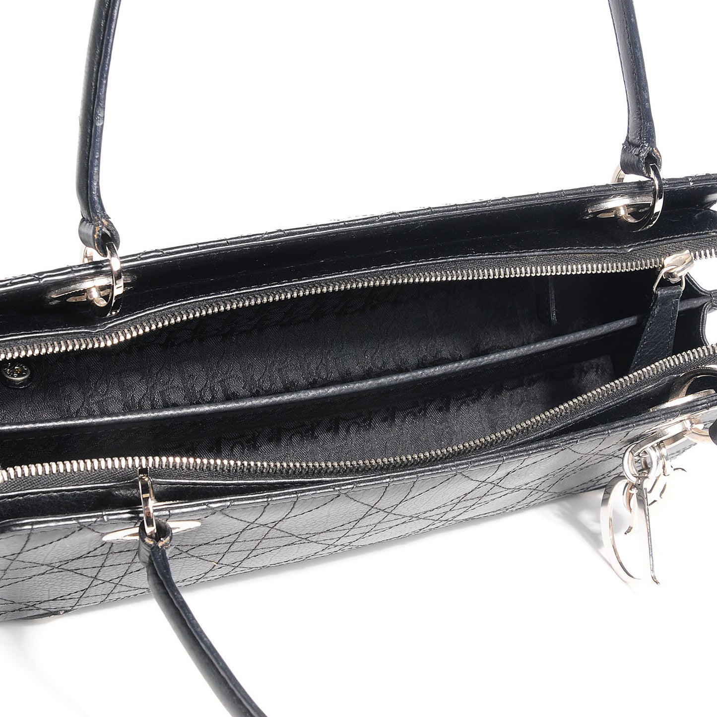Calfskin Cannage Stitched Lady Dior East West Black