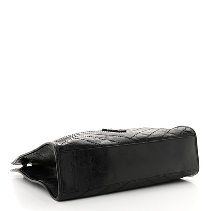 Saint Laurent Crinkled Calfskin Matelasse Monogram Large Niki Shopper Tote Black 4 of 16