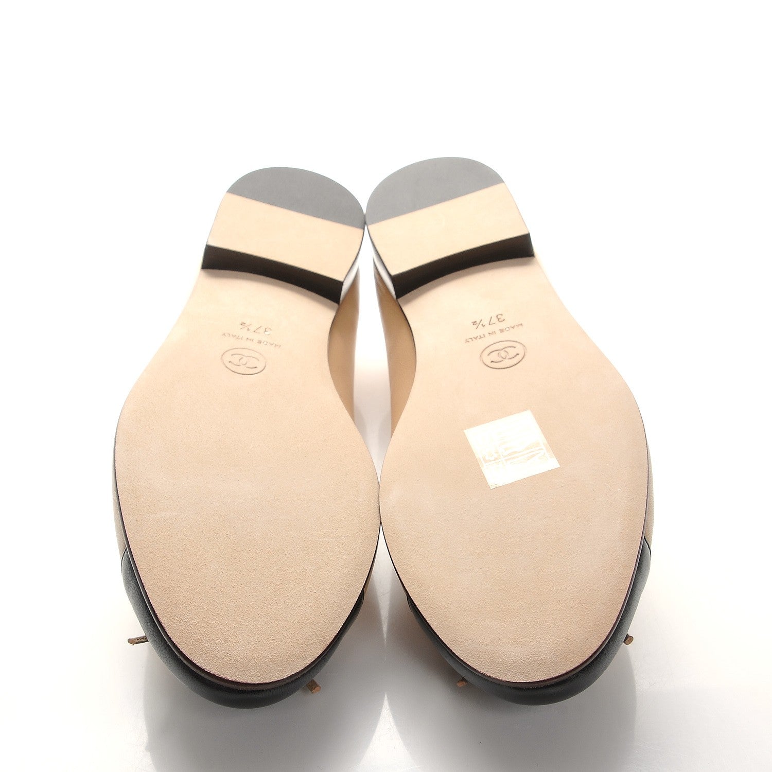 Chanel Lambskin Cap Toe Ballerina Flats 37.5 Beige Black 5 of 8