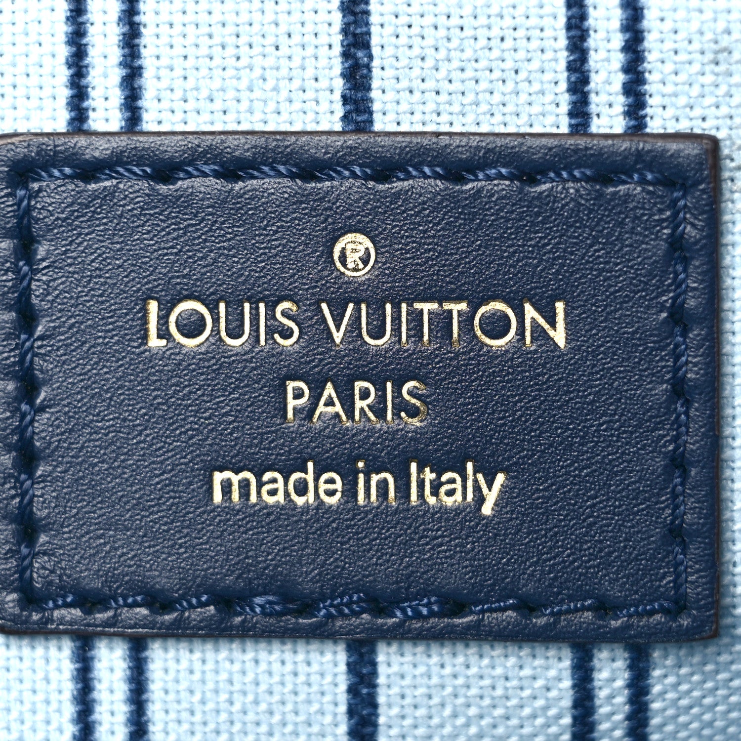Louis Vuitton Raffia Calfskin Monogram Giant Onthego MM Blue 6 of 9