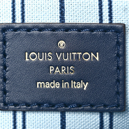 Louis Vuitton Raffia Calfskin Monogram Giant Onthego MM Blue 6 of 9