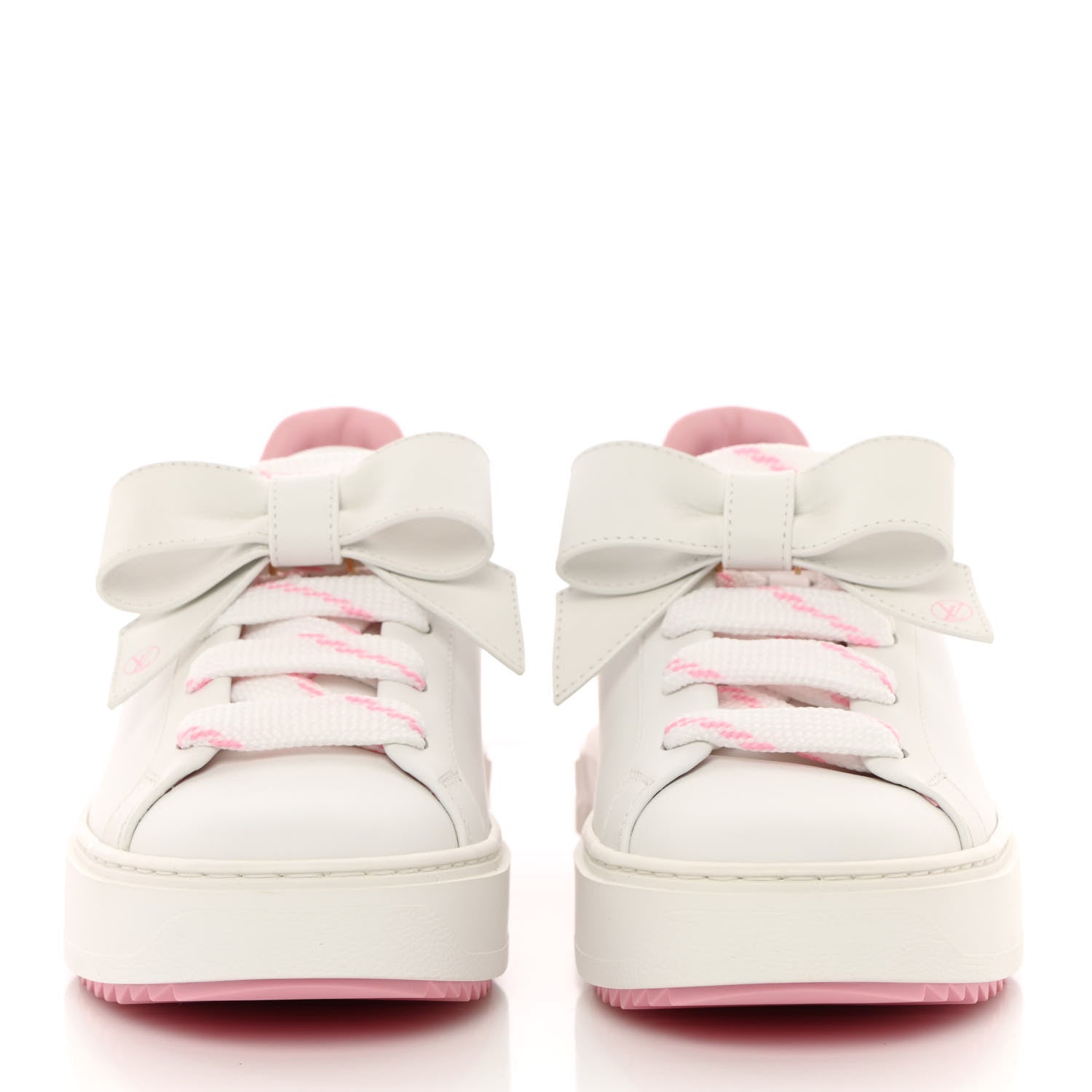 Louis Vuitton Calfskin Time Out Bow Sneakers 37 White Pink 2 of 13