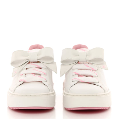 Louis Vuitton Calfskin Time Out Bow Sneakers 37 White Pink 2 of 13