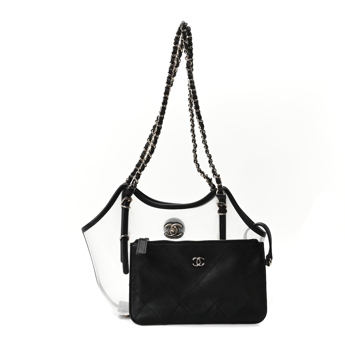 Chanel Mesh Calfskin Small Shopping Bag Transparent Black 3 of 12