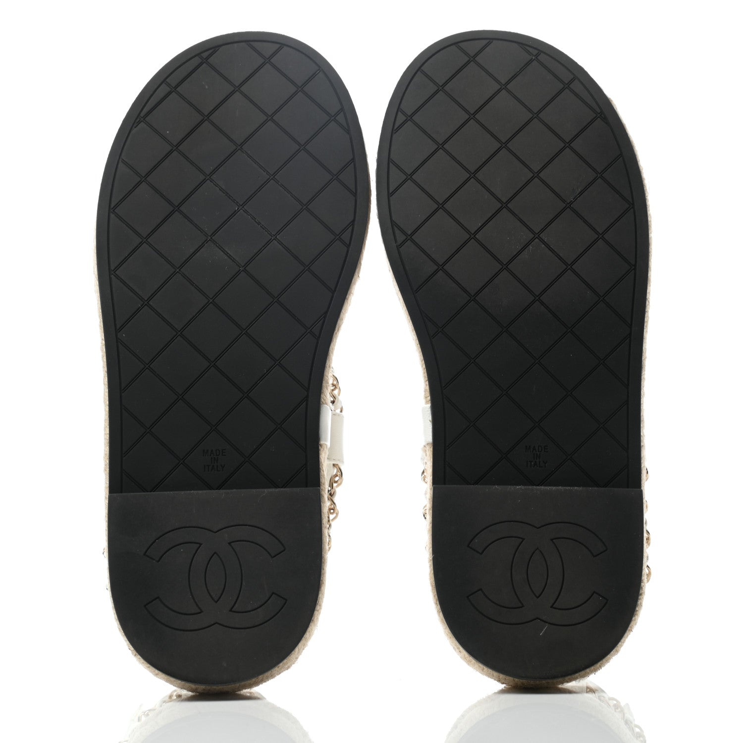 Chanel Lambskin Chain CC Thong Espadrille Sandals 36 White 4 of 6