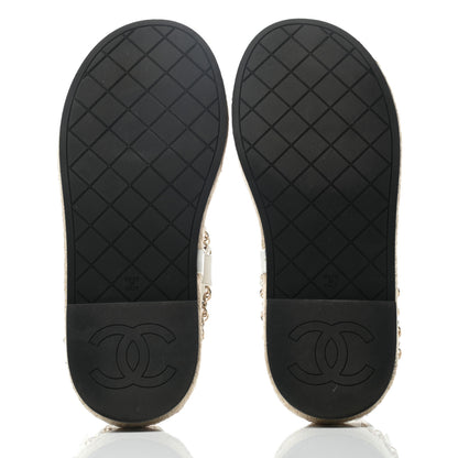 Chanel Lambskin Chain CC Thong Espadrille Sandals 36 White 4 of 6