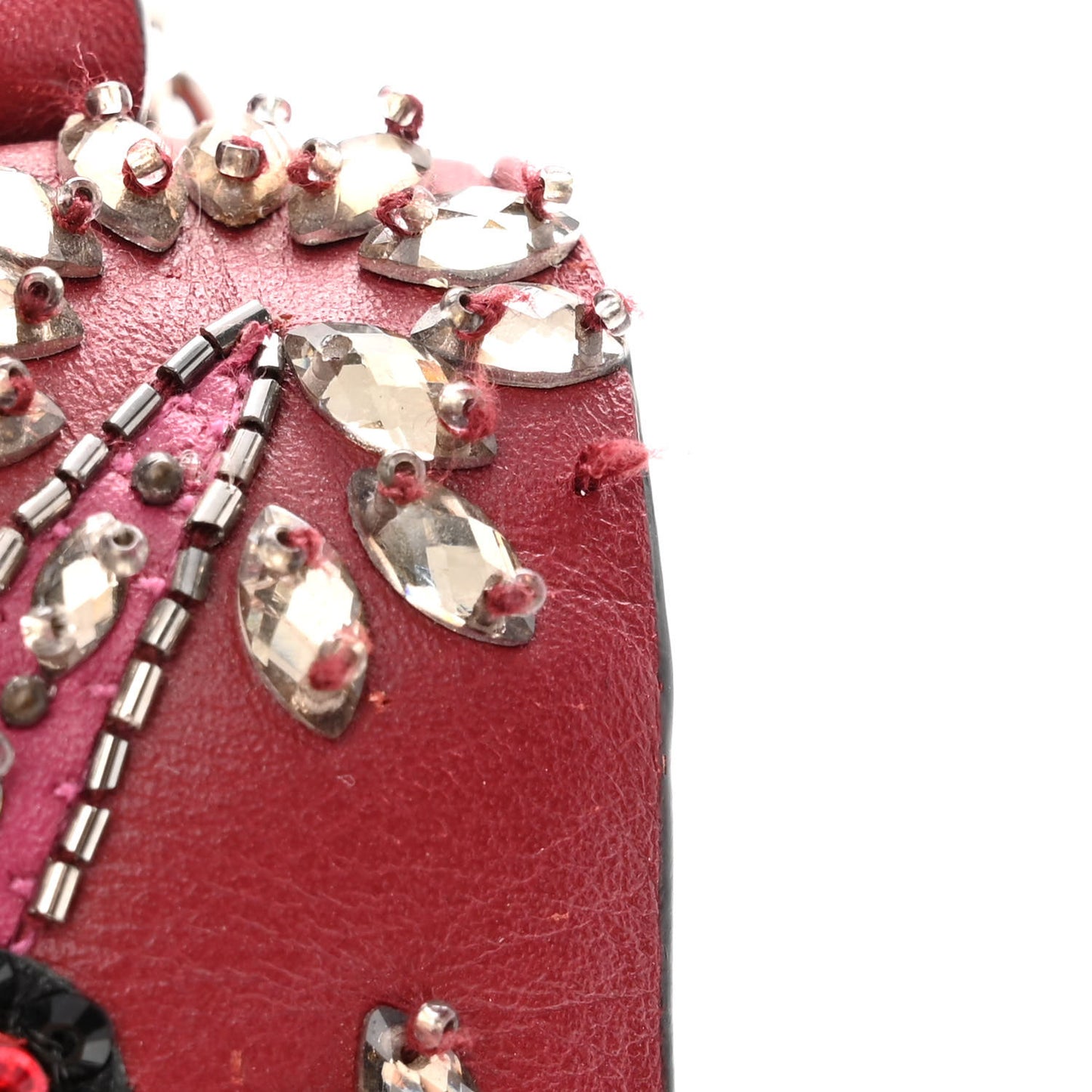 Vitello Crystal Loveblade Embellished Mini Glam Lock Rockstud Flap Rubino