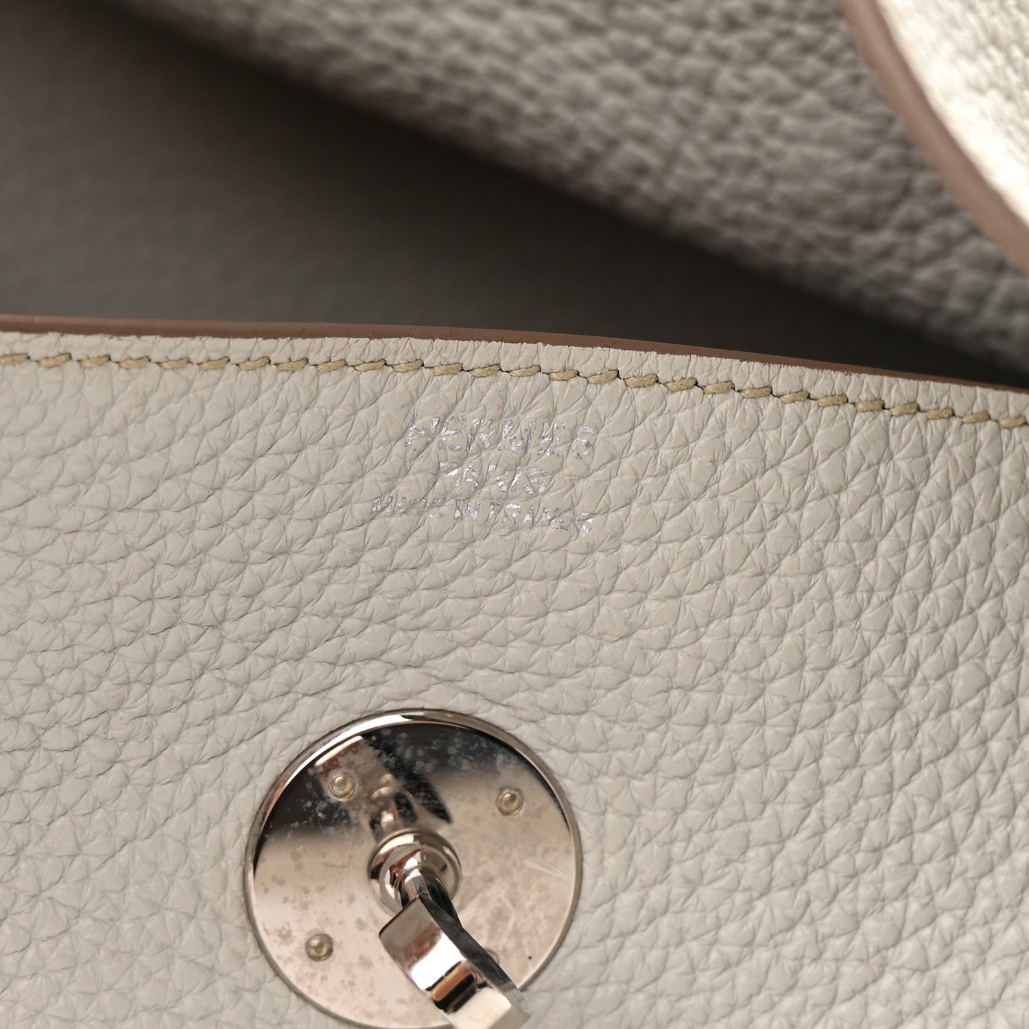 Hermes Taurillon Clemence Lindy 30 Gris Perle 6 of 18