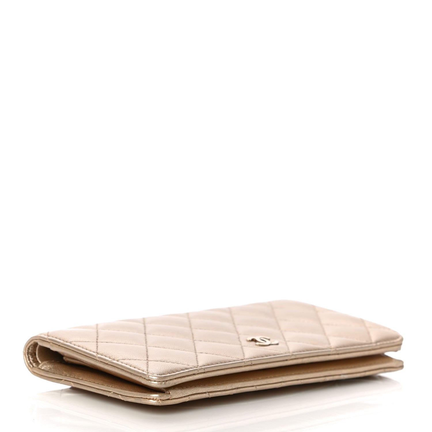 Chanel Metallic Lambskin Quilted Yen Wallet Gold 4 of 17