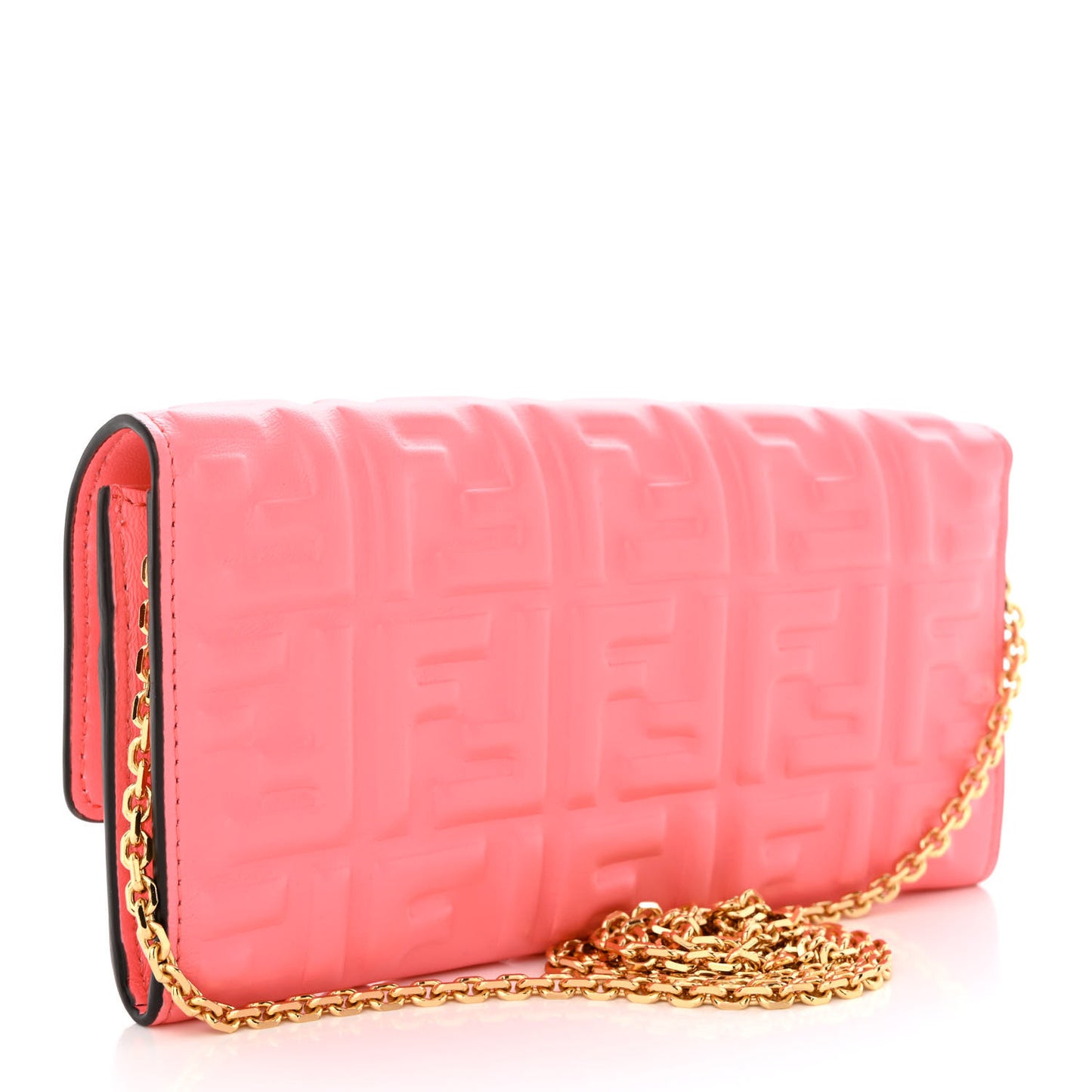 Nappa Matisse FF Embossed Continental Wallet On Chain Pink Dalia