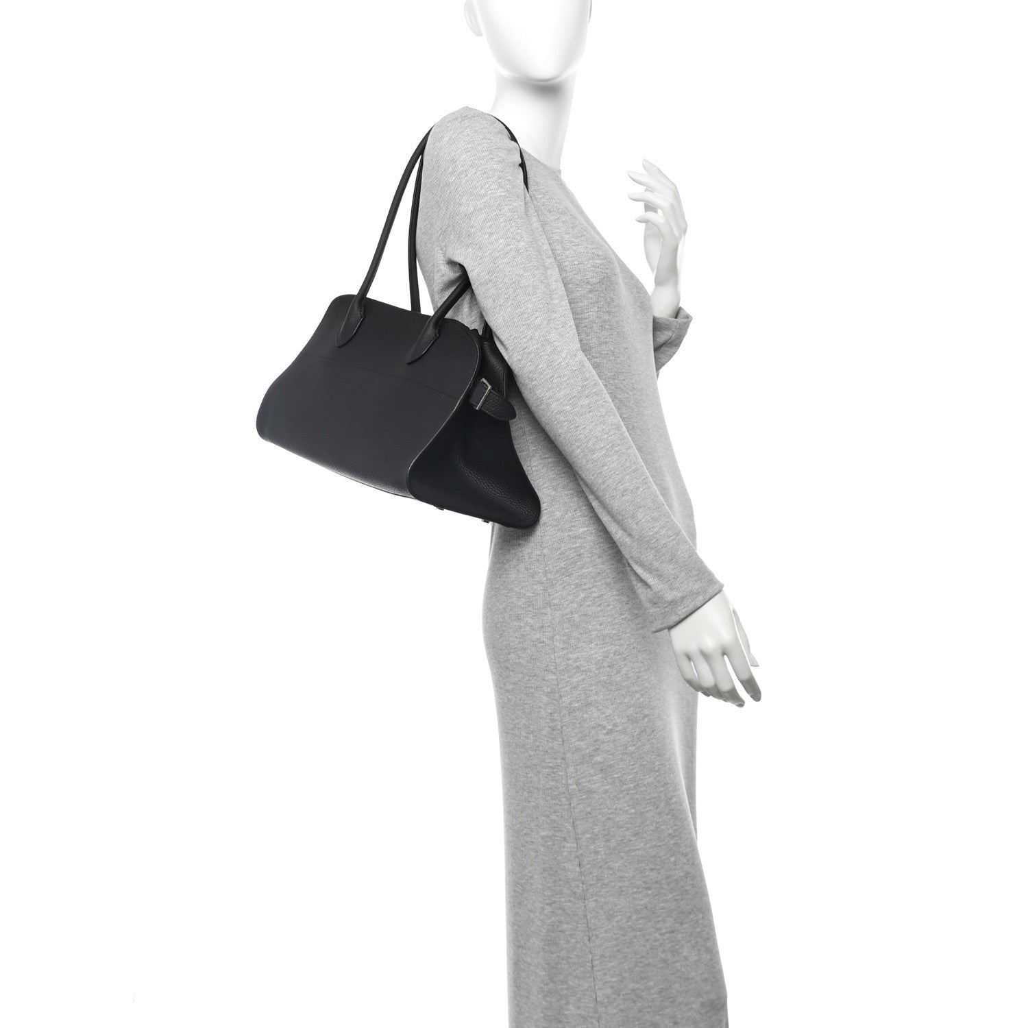 The Row Grained Calfskin Margaux Shoulder 12 Black 2 of 11