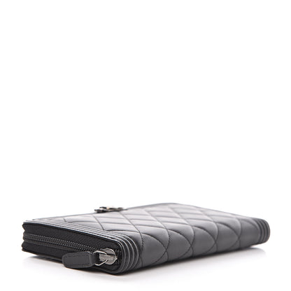 Chanel Lambskin Quilted Boy Zip Around Wallet Black 4 of 9