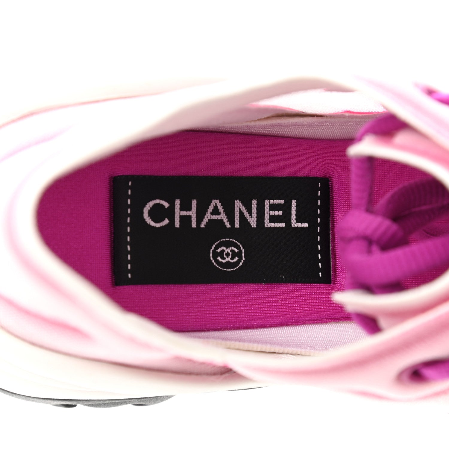 Chanel Calfskin Mesh Lycra Womens Logo Sneakers 36 White Pink 6 of 8