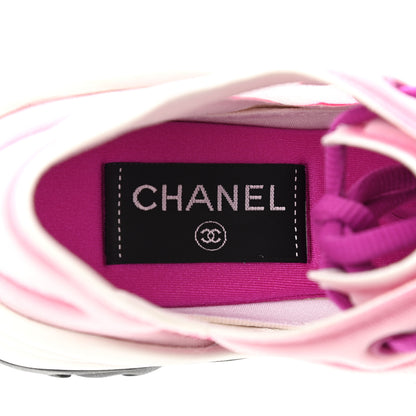 Chanel Calfskin Mesh Lycra Womens Logo Sneakers 36 White Pink 6 of 8