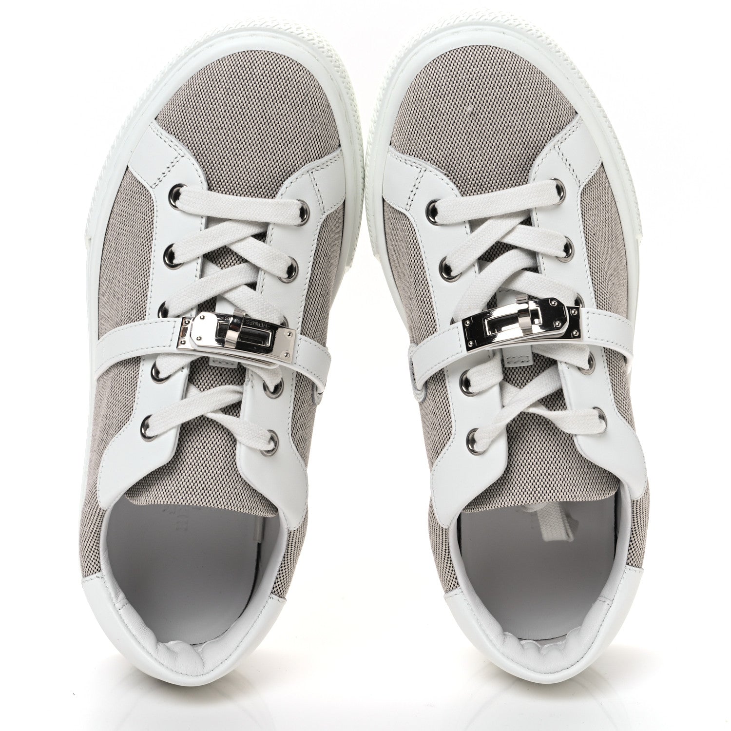 Hermes Calfskin Canvas Day Sneakers 36 Prunoir White 2 of 9