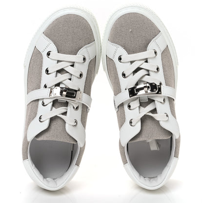 Hermes Calfskin Canvas Day Sneakers 36 Prunoir White 2 of 9