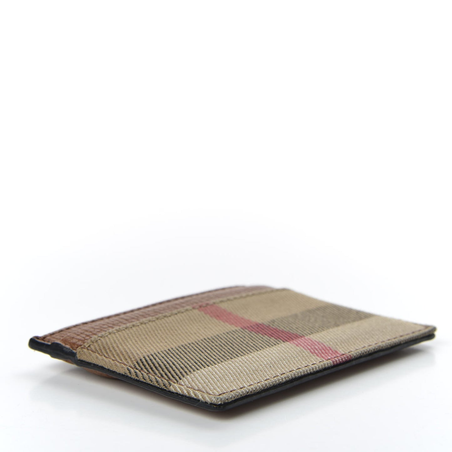 Grainy Calfskin House Check Sandon Card Case Tan