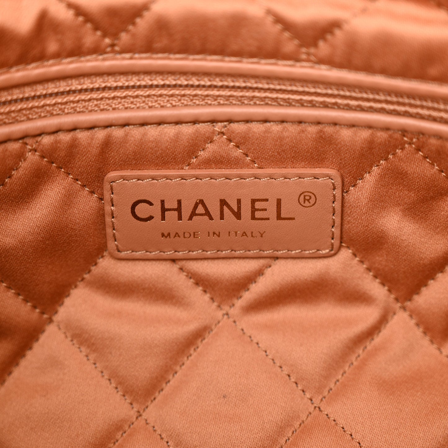 Shiny Calfskin Quilted Small Chanel 22 Camel