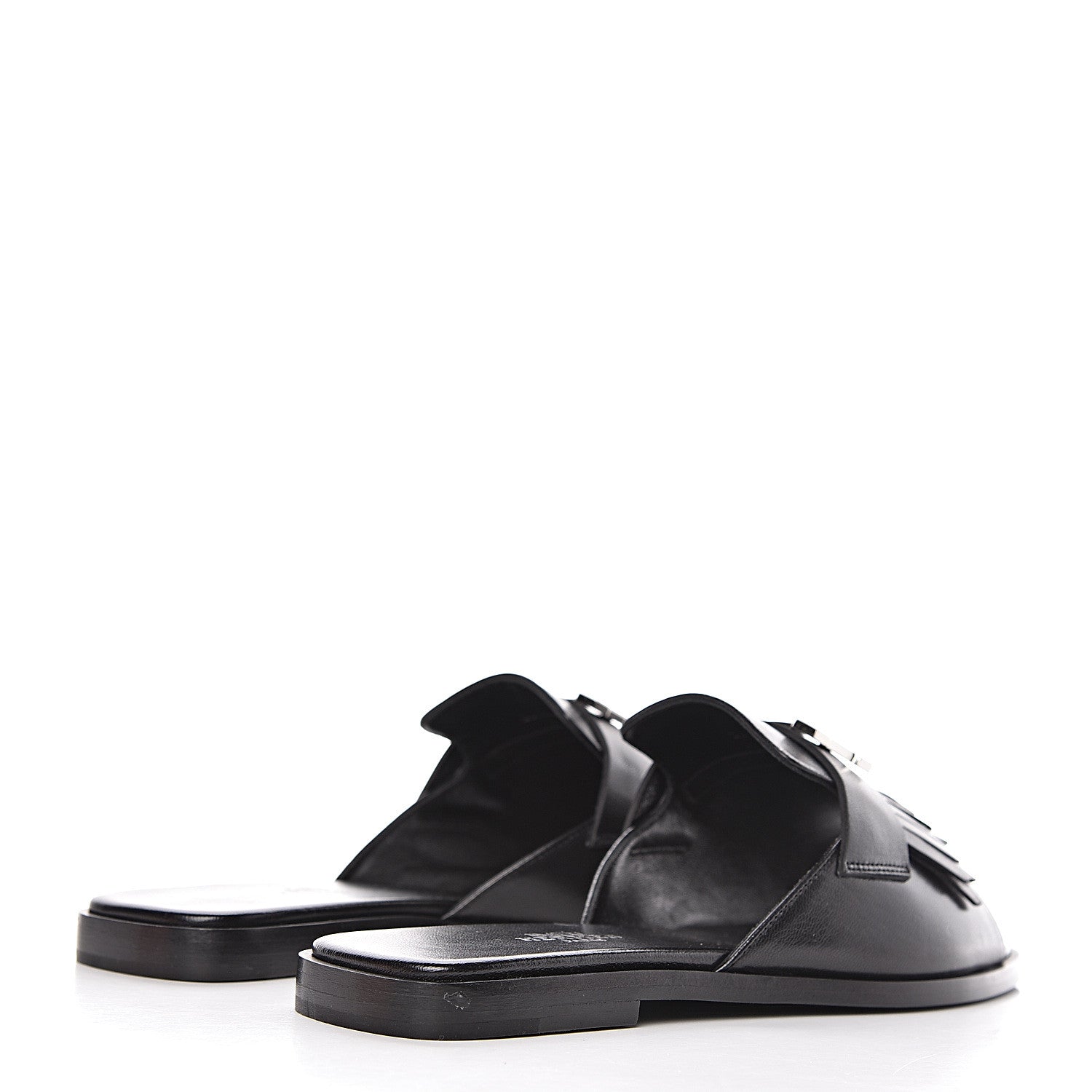 Hermes Goatskin Auteuil Sandals 36 Black 4 of 9