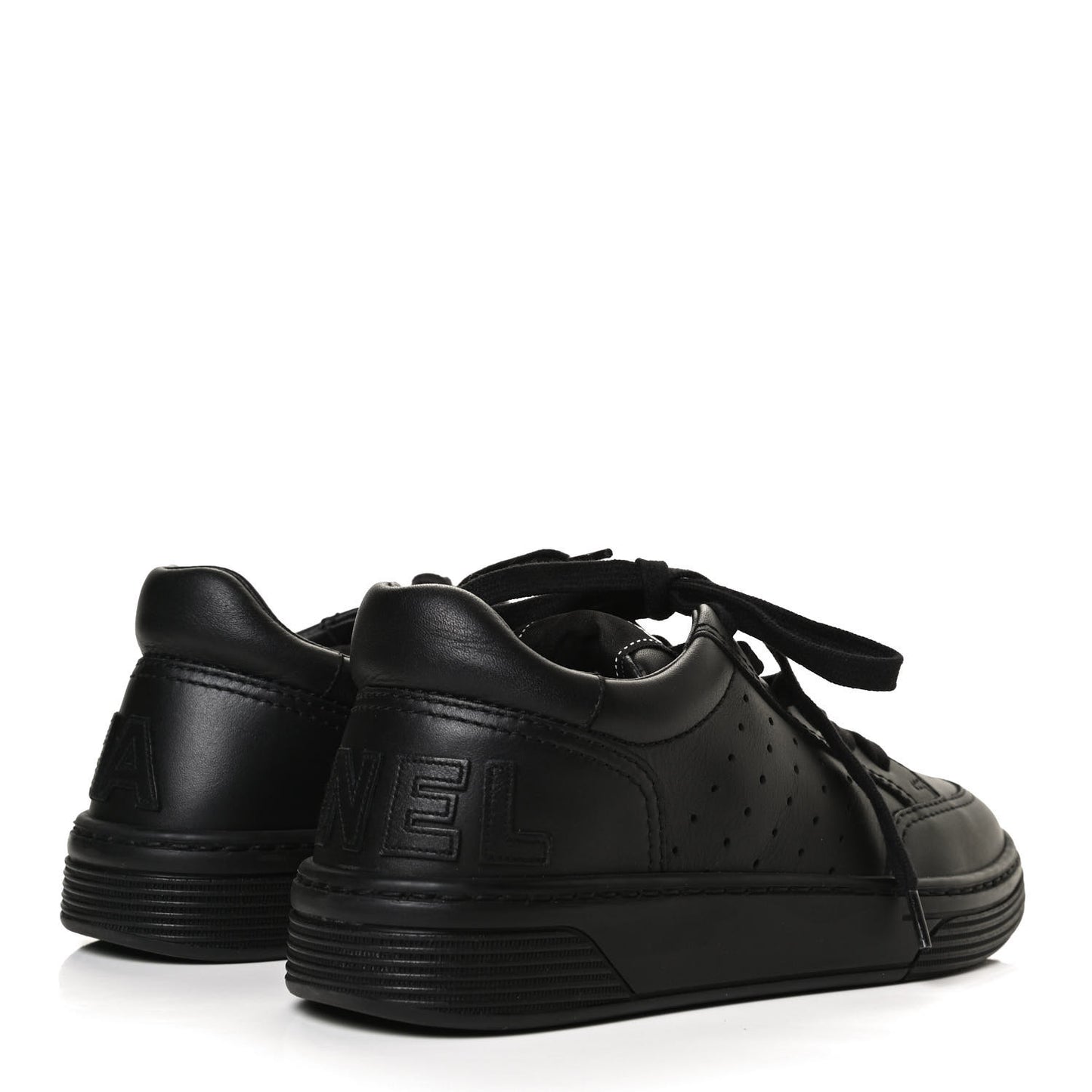 Calfskin Womens Logo Sneakers 35.5 Black