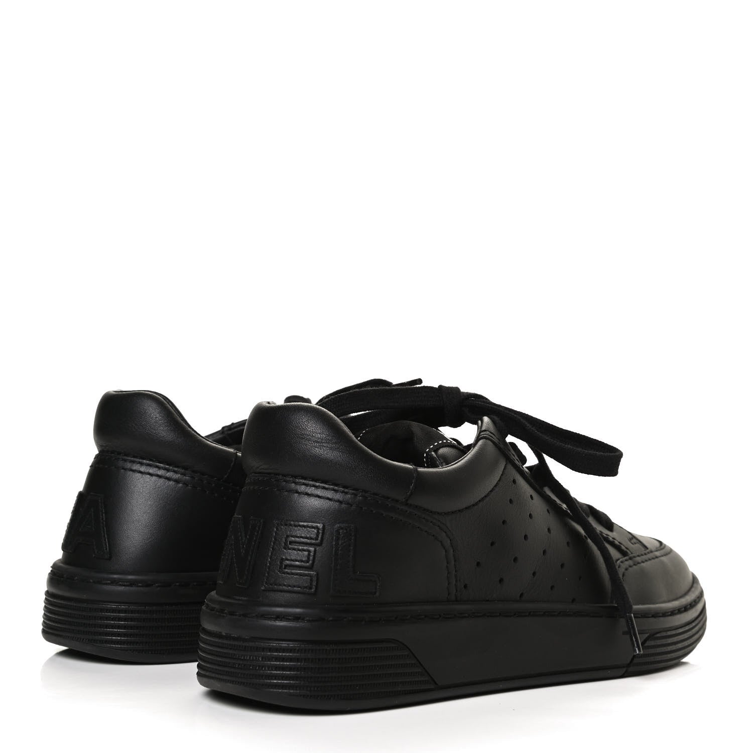Chanel Calfskin Womens Logo Sneakers 35.5 Black 4 of 11