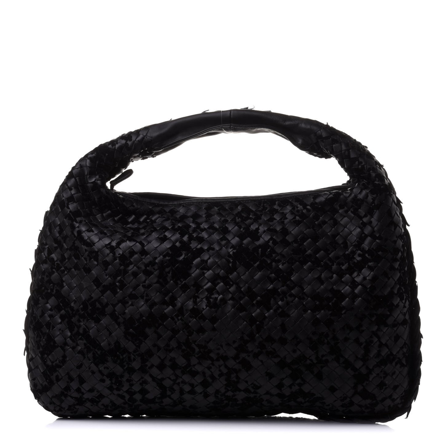 Nappa Intrecciato Velvet Embellished Large Veneta Hobo Black