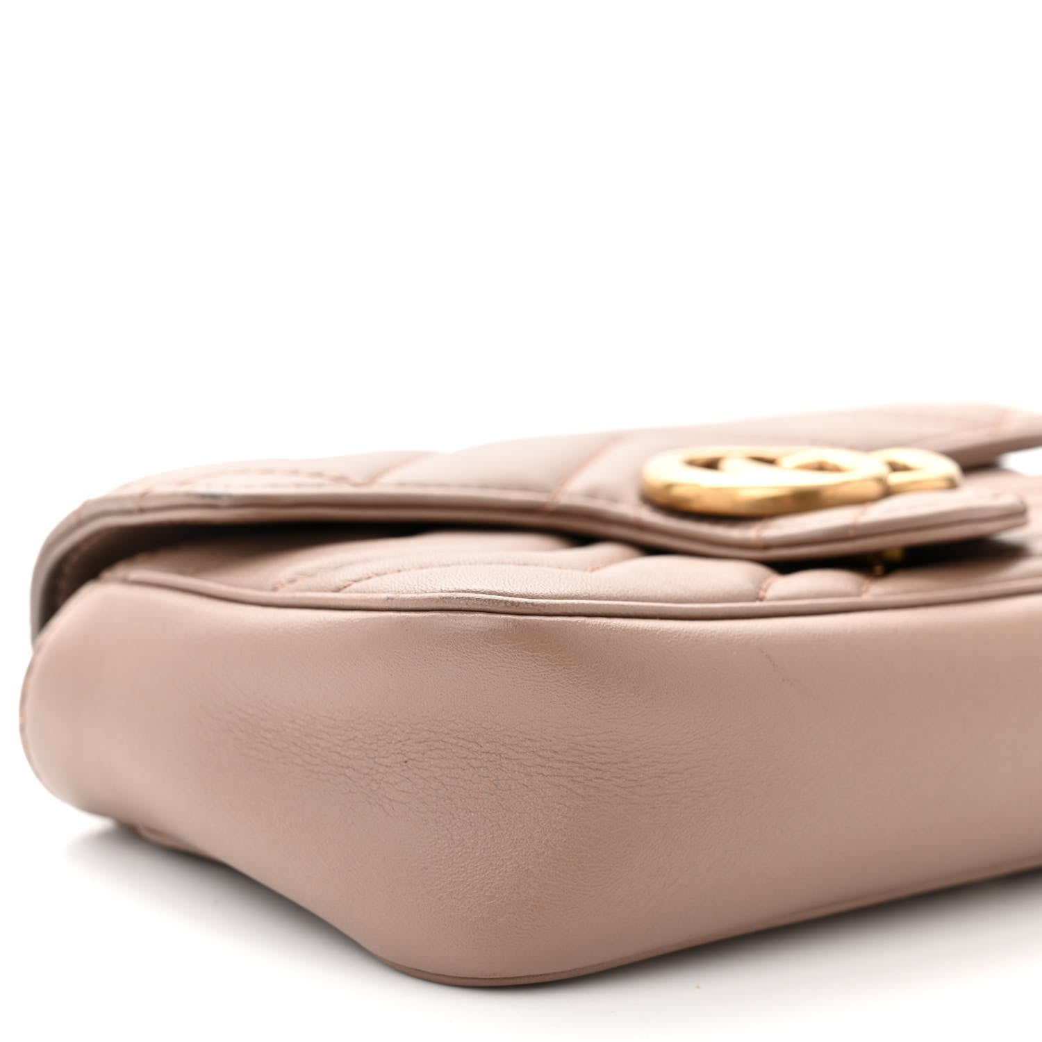Gucci Calfskin Matelasse Super Mini GG Marmont Shoulder Bag Porcelain Rose 9 of 13