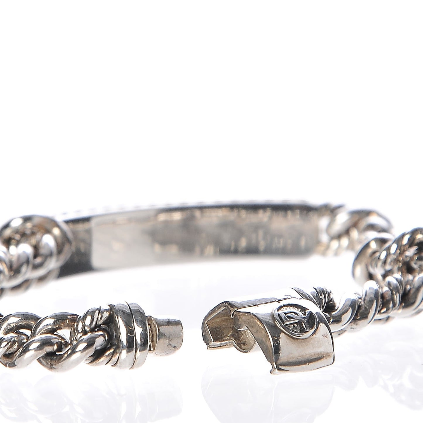 Sterling Silver Diamond 7mm Petite Pave Curb Link Love ID Bracelet