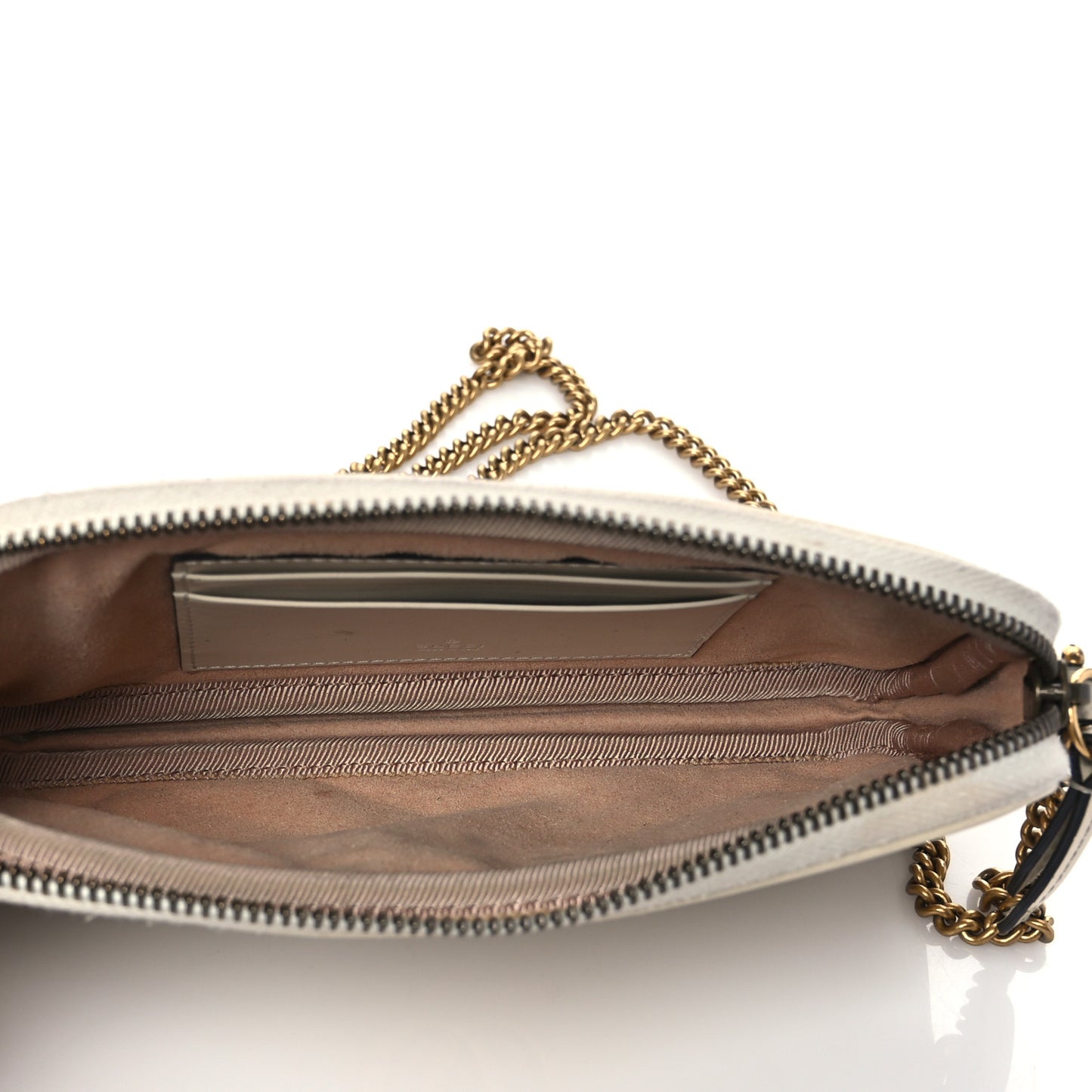 Calfskin Matelasse Mini GG Marmont Chain Crossbody Bag White