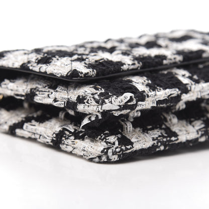 Chanel Tweed Quilted Wallet On Chain WOC Black Ecru White 9 of 12