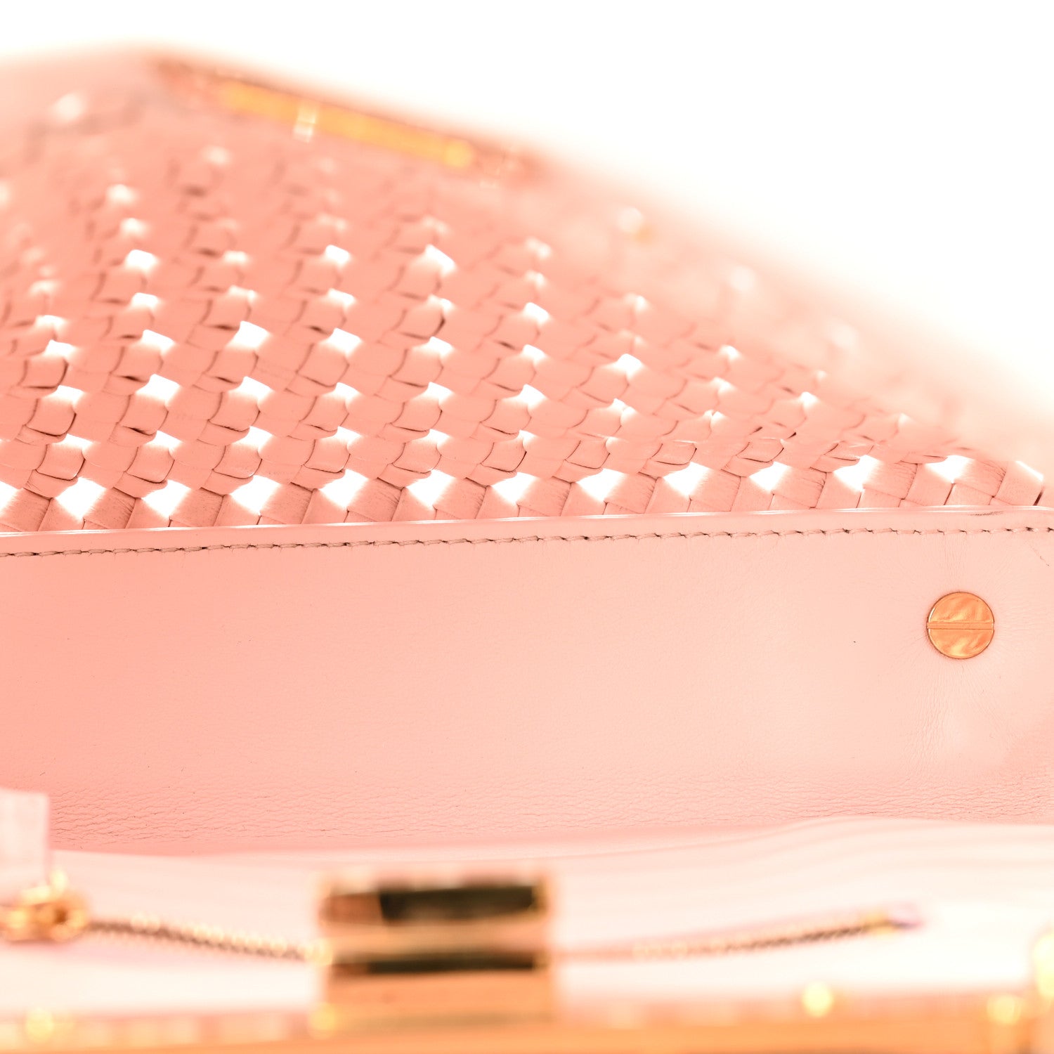 Fendi Nappa Woven Mini Peekaboo Iconic Satchel Rosa Confetto 5 of 11
