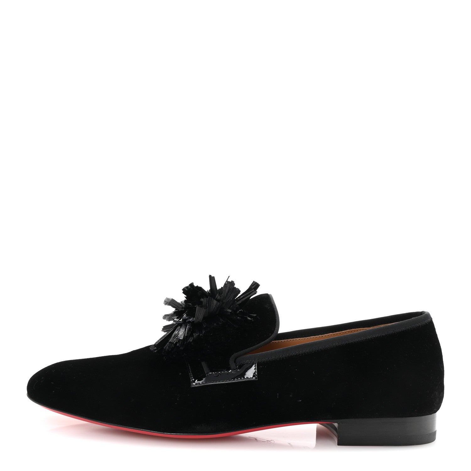 Christian Louboutin Velvet Patent Mens Rafinodo Flat Loafers 43 Black 1 of 9