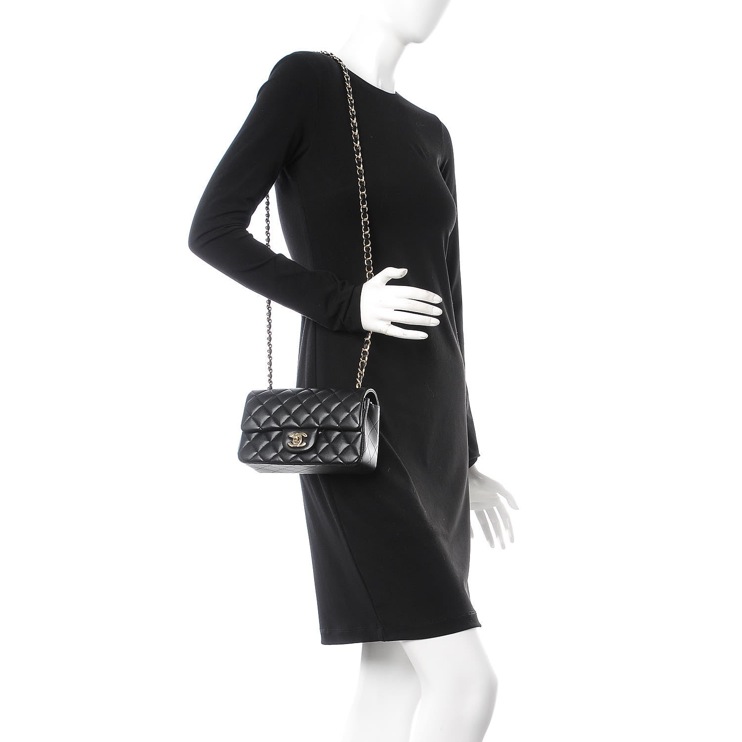 Chanel Lambskin Quilted Mini Rectangular Flap Black 2 of 8