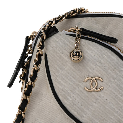 Chanel Canvas Calfskin Tennis Racket Mini Bag White Black 8 of 15