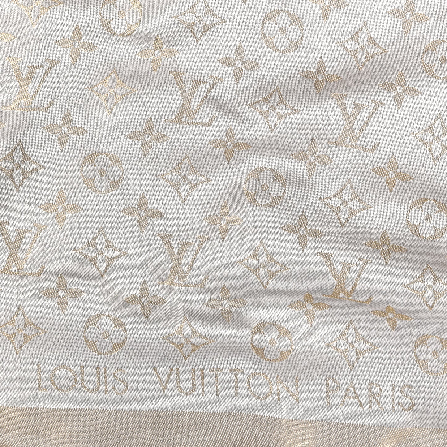 Silk Lurex Wool Monogram Shine Shawl Greige
