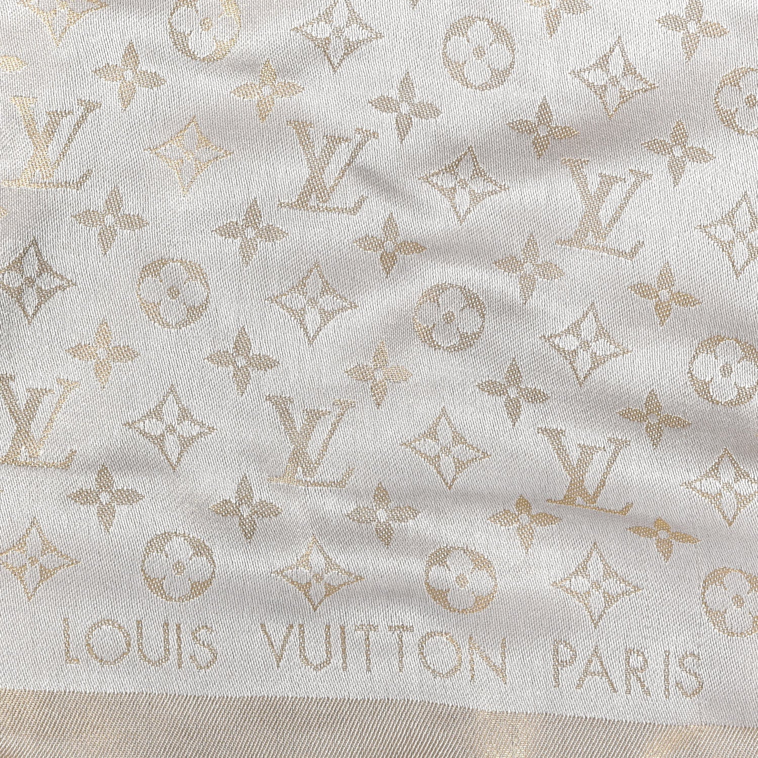 Louis Vuitton Silk Lurex Wool Monogram Shine Shawl Greige 2 of 3
