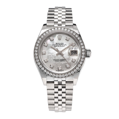 Rolex Stainless Steel 18K White Gold Diamond Mother of Pearl 28mm Oyster Perpetual Datejust Watch 279384 1 of 6