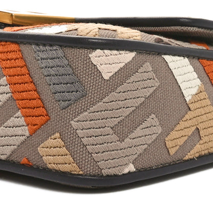 Fendi Canvas Vitello King Seta FF Embroidered Mini Baguette Tartufo Ebano Multicolor 10 of 10
