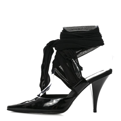 Chanel Patent Calfskin Ankle Wrap Pumps 37.5 Black 1 of 7