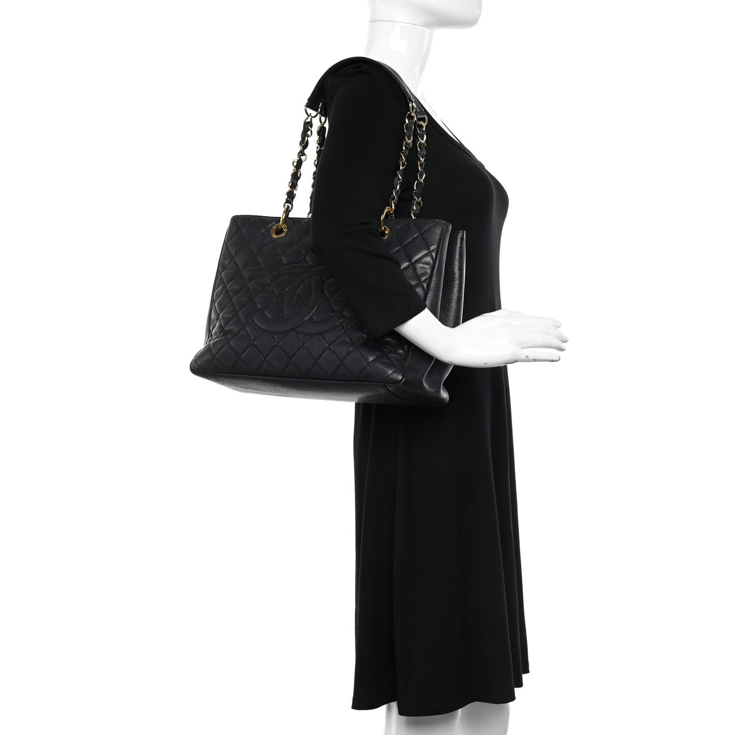 Caviar Quilted Grand Shopping Tote GST Black