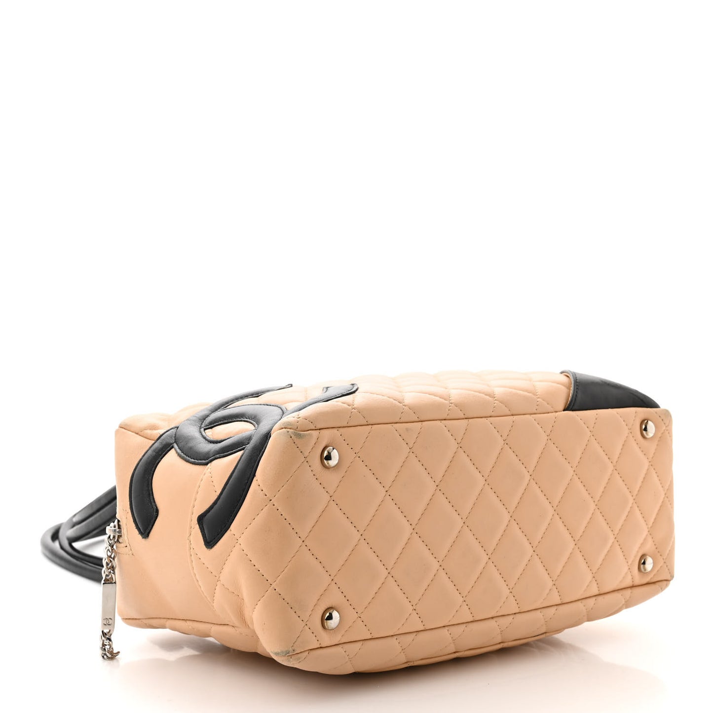 Calfskin Quilted Large Cambon Bowler Beige Black