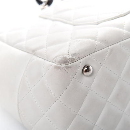 Chanel Calfskin Quilted Large Cambon Bowler White Black 12 of 17