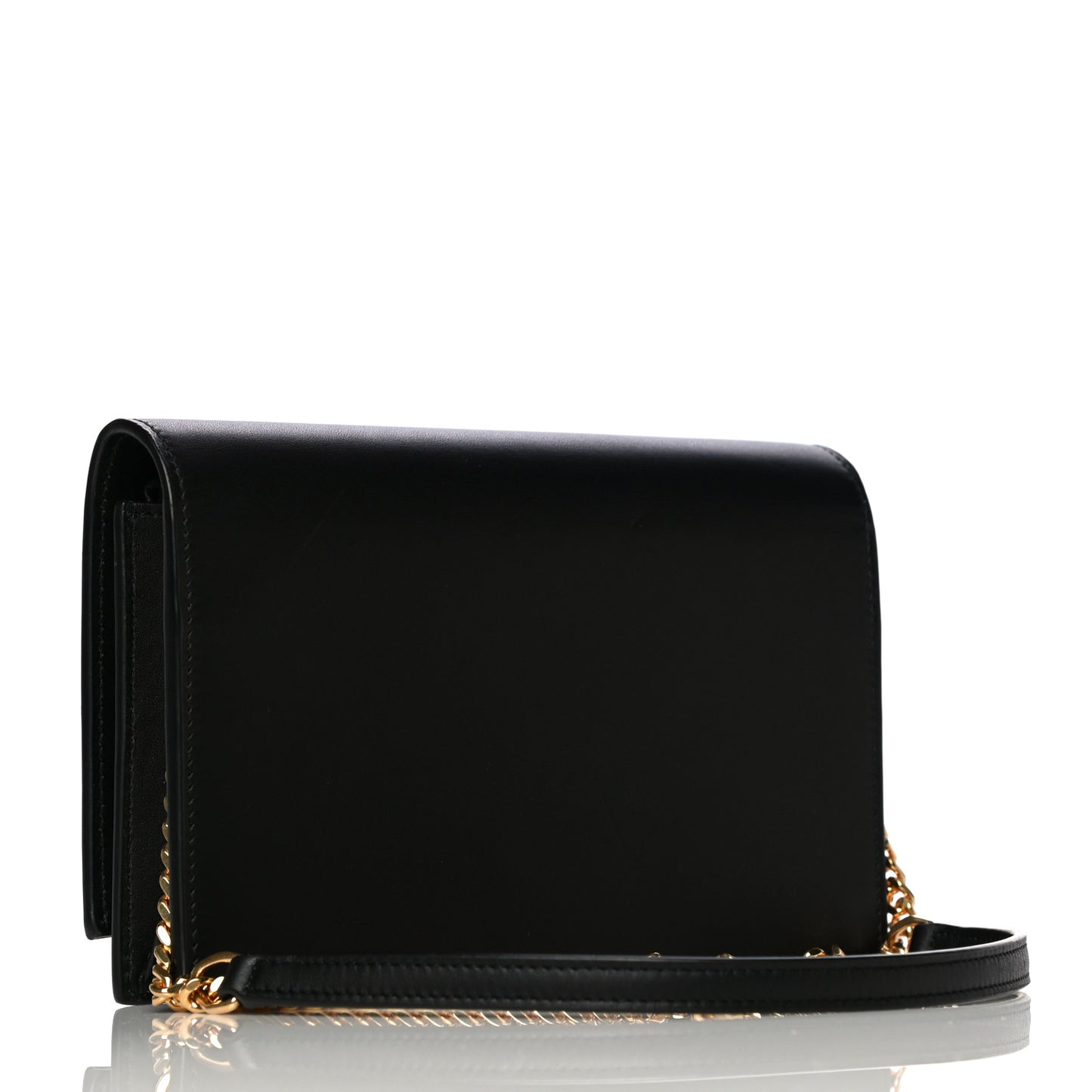 Smooth Calfskin Classic Monogram Kate Tassel Chain Wallet Black