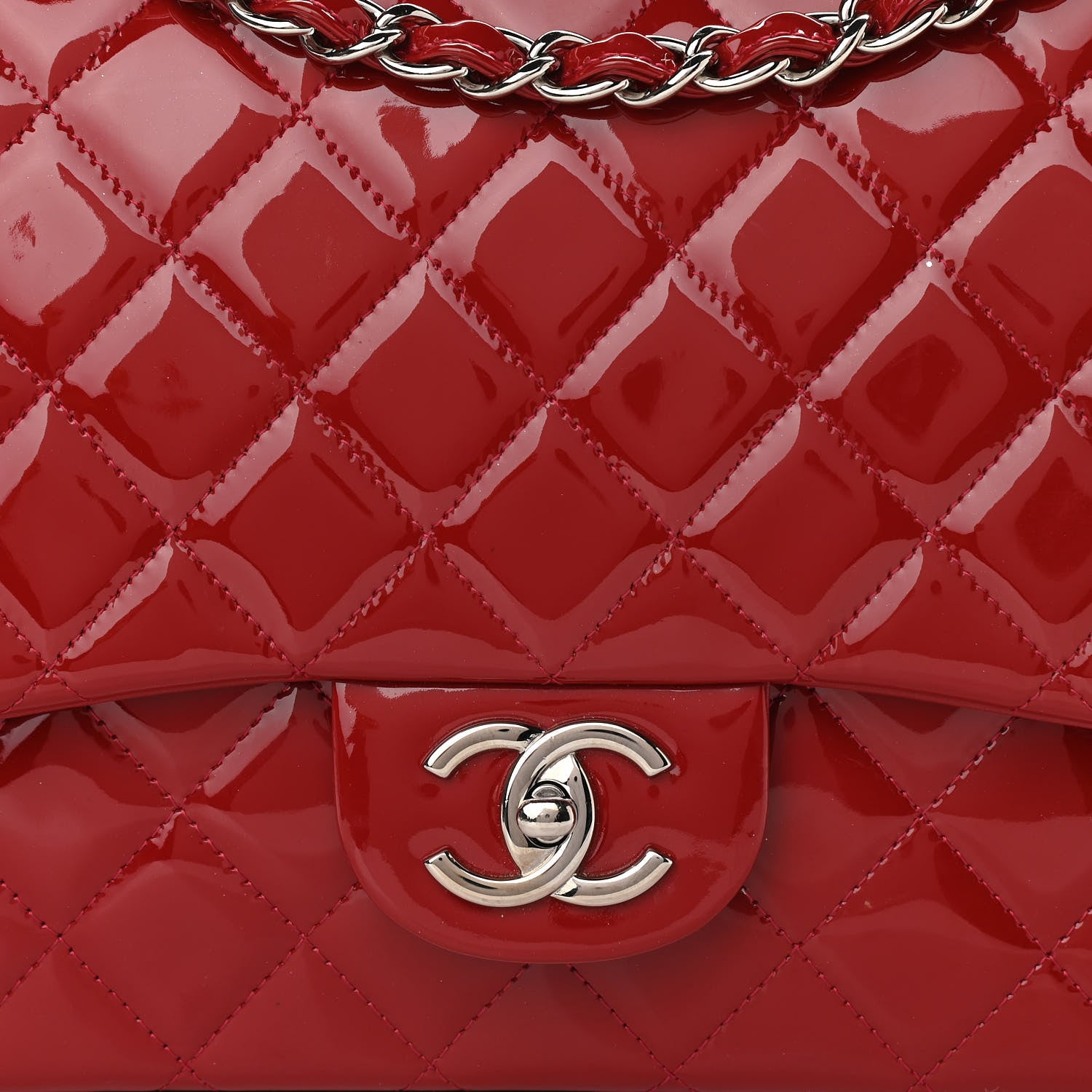 Chanel Patent Quilted Maxi Double Flap Red 8 of 11
