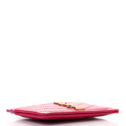 Saint Laurent Grain De Poudre Matelasse Chevron Monogram Credit Card Case Bubblegum 4 of 7
