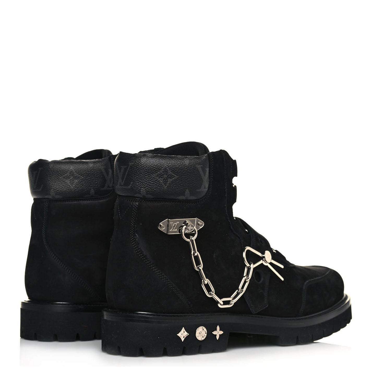 Suede Calfskin Monogram Eclipse Mens Creeper Ankle Boots 11 Black