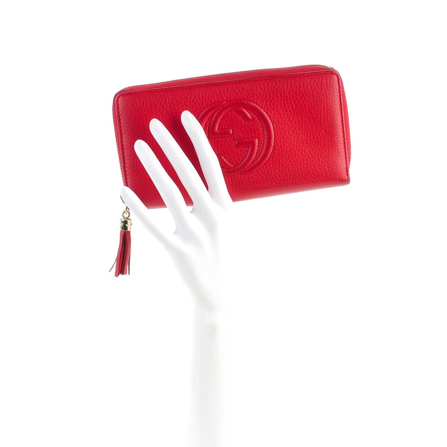 Pebbled Calfskin Soho Zip Around Wallet Red