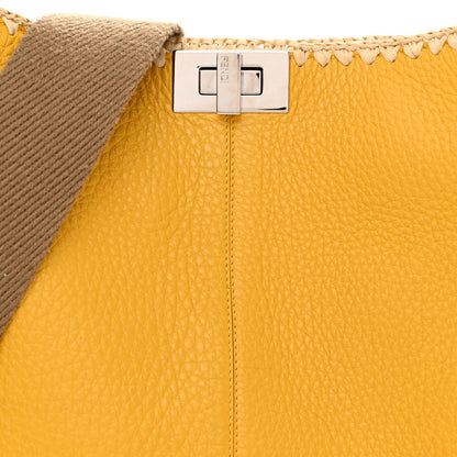 Fendi Cuoio Romano Selleria Raffia Bi-Color Woven Medium Peekaboo X-Lite Sunflower Paglia 7 of 13